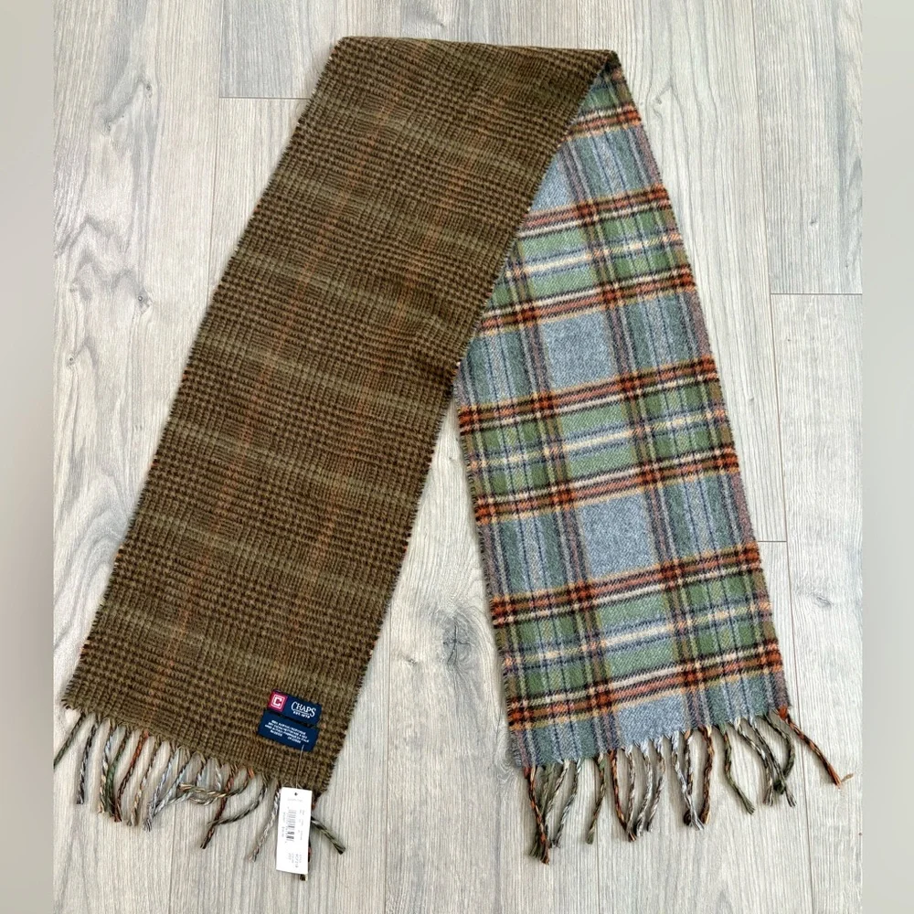 NWT Chaps Plaid Winter Scarf Fringe‎ Unixsex Soft Warm